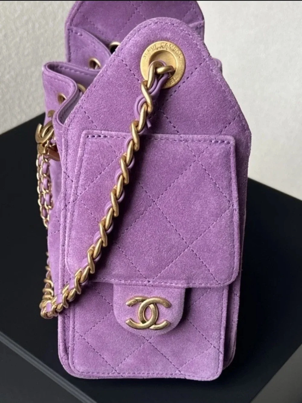 Chanel 25 Mini Suede Bag Purple with GHW Runway